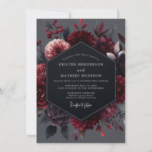 Convite Casamento Botânico Garnet Noir