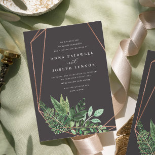 Convite Casamento Botânico Geométrico por Aquarela com Est