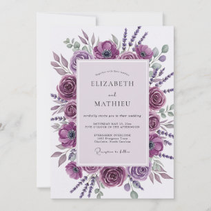 Convite Casamento Botânico Ilustre Roxo