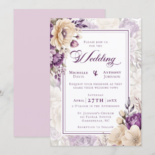 Convite Casamento Botânico Lavanda Marfim