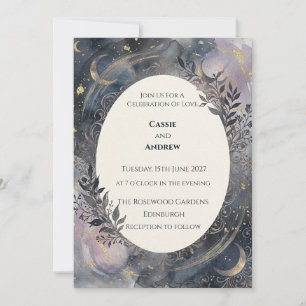Convite Casamento Botânico Lunar Místico Celestial