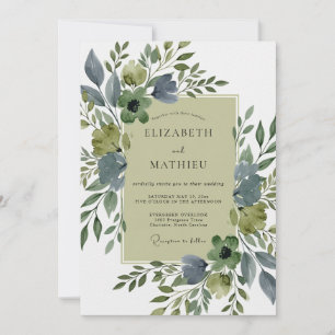 Convite Casamento Botânico Luxuoso em Verde Salvia