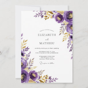 Convite Casamento Botânico Luxuoso Roxo