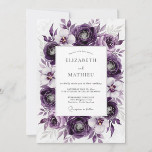 Convite Casamento Botânico Luxuoso Roxo