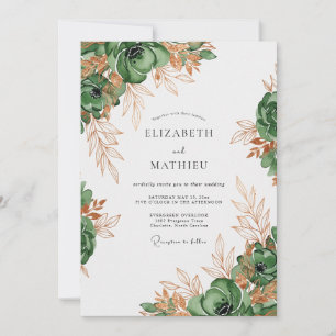 Convite Casamento Botânico Luxuoso Verde Floresta