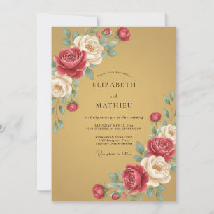 Convite Casamento Botânico Majestoso Dourado