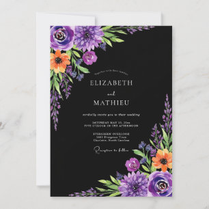 Convite Casamento Botânico Mal-encarado Roxo