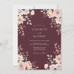 Convite Casamento Botânico Malva Sombrio