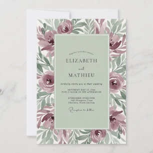 Convite Casamento Botânico Mauve Moody