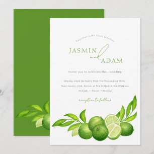 Convite Casamento Botânico Mediterrâneo de Lime Elegante