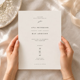 Convite Casamento Botânico Minimalista
