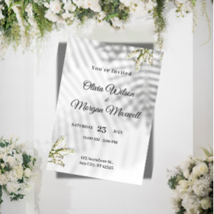 Convite Casamento Botânico Minimalista Elegante