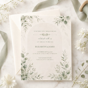 Convite Casamento Botânico Minimalista em Verde Sage