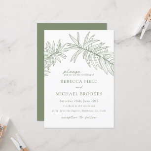 Convite Casamento Botânico Minimalista Verde Sage