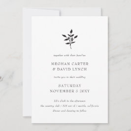 Convite Casamento Botânico Mínimo Elegante Moderno Simples