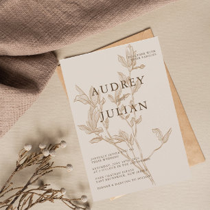 Convite Casamento Botânico Mocha Leaf