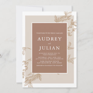 Convite Casamento Botânico Mocha Leaf