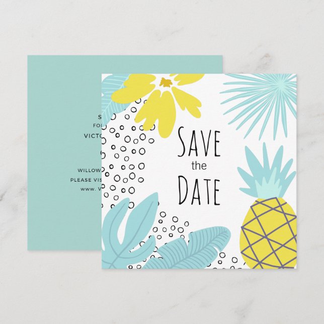 Convite Casamento botânico moderno de verão Save the Date (Frente/Verso)