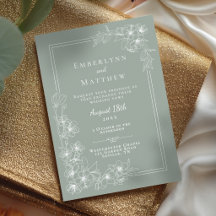 Casamento Botânico Moderno Elegante em Verde Sage