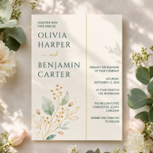 Casamento Botânico Moderno em Verde e Dourado