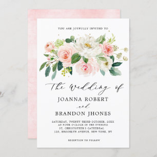 Convite Casamento Botânico Moderno - Rosa Rosa Rosa Rosa R