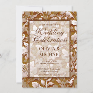 Convite Casamento botânico moderno - Terra cotta Burnt Ora
