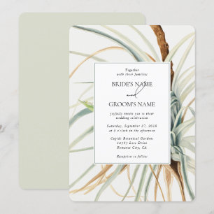 Convite Casamento Botânico Neutral Bócio Russo com Aquarel