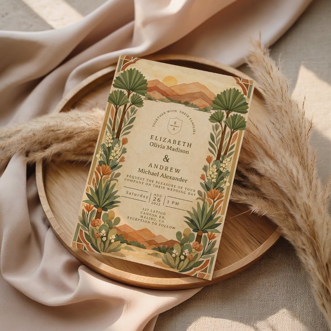 Convite Casamento Botânico no Deserto Boho (Criador carregado)
