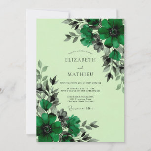 Convite Casamento Botânico Opulento Verde Esmeralda
