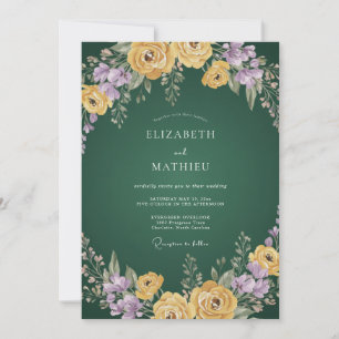 Convite Casamento Botânico Ousado em Verde Esmeralda