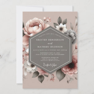 Convite Casamento Botânico Painterly Rosa Malva