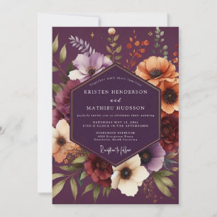 Convite Casamento Botânico Plum Moody