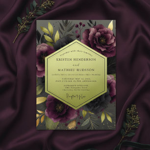 Convite Casamento Botânico Plum Moody