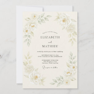 Convite Casamento Botânico Poético Creme