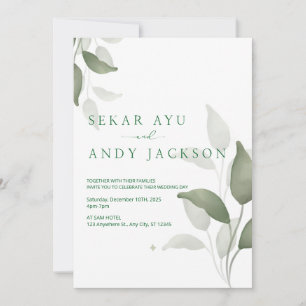 Convite casamento botânico por aquarela