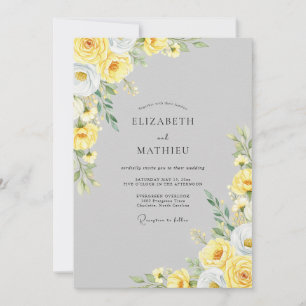 Convite Casamento Botânico Radiante Cinza Claro