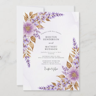 Convite Casamento Botânico Refinado de Lavanda