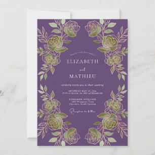 Convite Casamento Botânico Régio Roxo