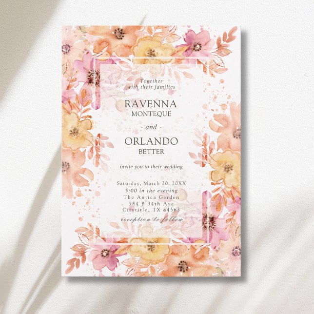 Convite Casamento Botânico Romance Jardim Floral Pastel (Criador carregado)