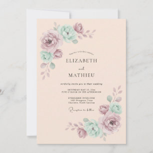 Convite Casamento Botânico Romance Malva Menta