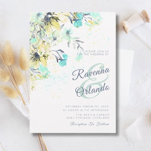 Convite Casamento Botânico Romântico de Flor Silvestre Pas