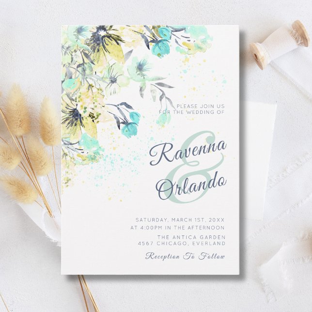 Convite Casamento Botânico Romântico de Flor Silvestre Pas (Criador carregado)
