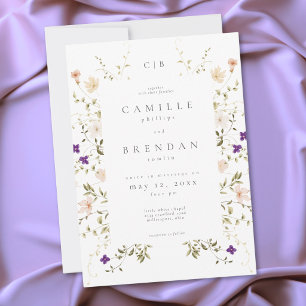Convite Casamento Botânico Romântico de Flores Silvestres 