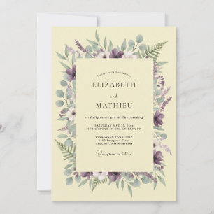 Convite Casamento Botânico Romântico Roxo