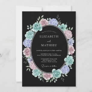 Convite Casamento Botânico Romântico Roxo Azul