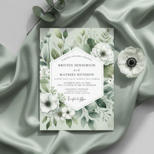 Convite Casamento Botânico Romântico Salvia