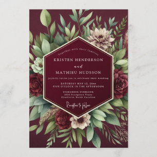 Convite Casamento Botânico Rubi Luxuoso