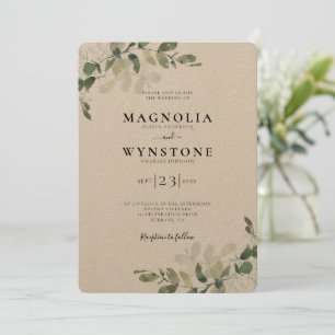Convite Casamento Botânico Rustic Kraft Eucalyptus