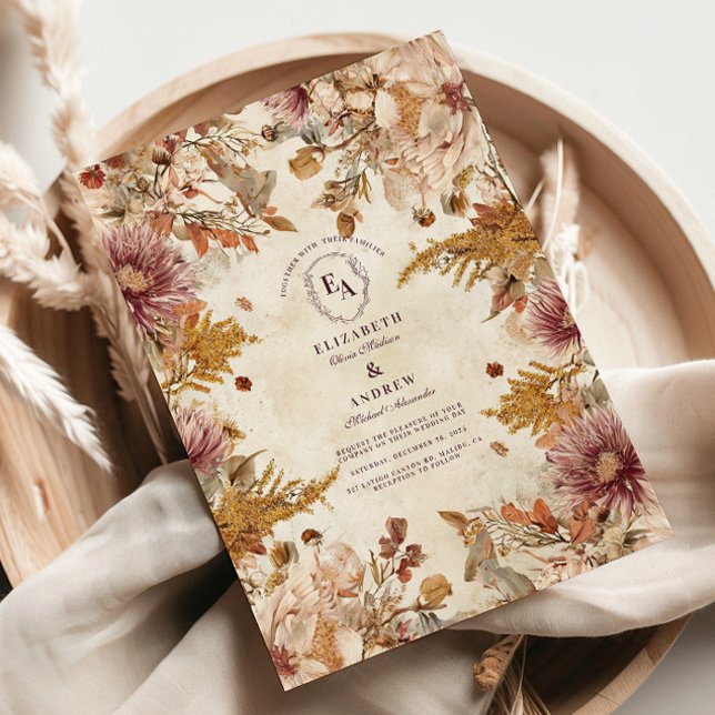 Convite Casamento Botânico Rustic Pastel (Criador carregado)