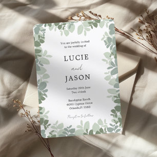 Convite Casamento Botânico Rustic Sage Green Eucalyptus